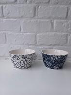 Vintage blauw-witte schaal met bloemen- en groentedecoratie, Ophalen, Zo goed als nieuw