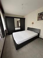 Bed in zwarte lak, eventueel met kleerkast, Ophalen, Zwart, 140 cm, Zo goed als nieuw