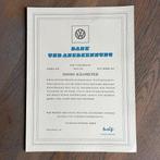 VW Kever certificaat urkunde NOS ovaal bril dickholmer 1200, Ophalen of Verzenden, Zo goed als nieuw