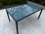 Tuintafel aluminium met tafelblad uit glas. 1m60x90cm, Tuin en Terras, Tuintafels, Ophalen, Gebruikt, Aluminium