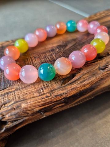 Bracelet perlé en agate multicolore