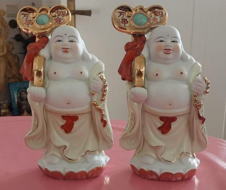 Porseleinen lachende Happy Boeddha,buddha's ,, Huis en Inrichting, Woonaccessoires | Boeddhabeelden, Nieuw, Ophalen