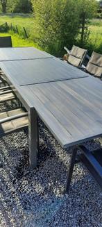 aluminium tafel met een verlenging van 200/300 cm en 8 stoel, Tuin en Terras, Tuintafels, Gebruikt, Rechthoekig, Metaal, Ophalen