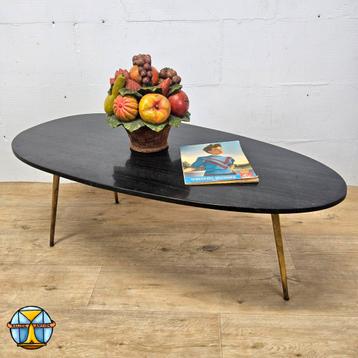 Vintage (60s) salontafel zwart marmeren blad / koffietafel  beschikbaar voor biedingen