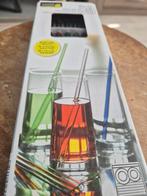 6 pailles en verre coloré + brossette, Ophalen of Verzenden, Nieuw, Glas