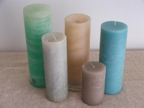 Rustieke kaarsen (handwerk), Huis en Inrichting, Woonaccessoires | Kandelaars en Kaarsen, Zo goed als nieuw, Kaars, Minder dan 25 cm