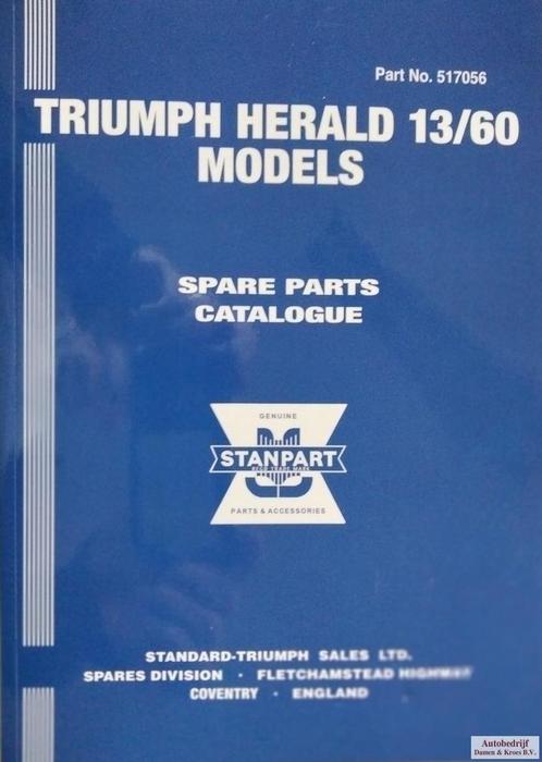Triumph Herald 13/60 models Spare Parts Catalogue 517056 ISB, Autos : Divers, Modes d'emploi & Notices d'utilisation, Enlèvement ou Envoi