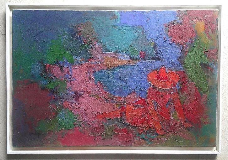 Zonnebaden aan het strand - Geert Geerlings 1919-1989, Antiek en Kunst, Kunst | Schilderijen | Klassiek, Ophalen of Verzenden