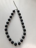 Halsketting zwarte parel en glasheldere parel, Ophalen of Verzenden, Zo goed als nieuw, Kunststof