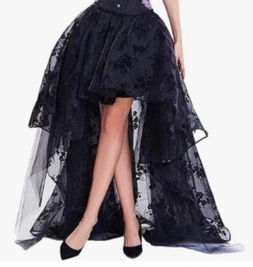 Jupe asymétrique dentelle noire, costume steampunk beschikbaar voor biedingen