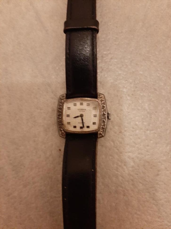 dameshorloge Niverda Swiss made in zilver,17 Rubis Incabloc, Handtassen en Accessoires, Horloges | Dames, Gebruikt, Polshorloge