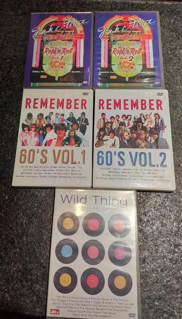 5 muziekdvd's jaren 60, Cd's en Dvd's, Dvd's | Muziek en Concerten, Ophalen of Verzenden