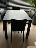 Verona tafel (basaltblad) + 4 x Grinta lederen stoelen, Huis en Inrichting, Tafels | Eettafels, Ophalen, 100 tot 150 cm, 50 tot 100 cm