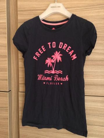 Donkerblauwe meisjes-t-shirt " Free to dream, maat 158