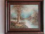 Vintage landschap, olieverf op doek van Irene Cafieri, 1970s, Ophalen