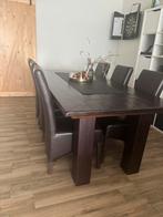 Eiken eet tafel met 6 leren stoelen, Huis en Inrichting, Ophalen, Gebruikt, 4 tot 6 stoelen