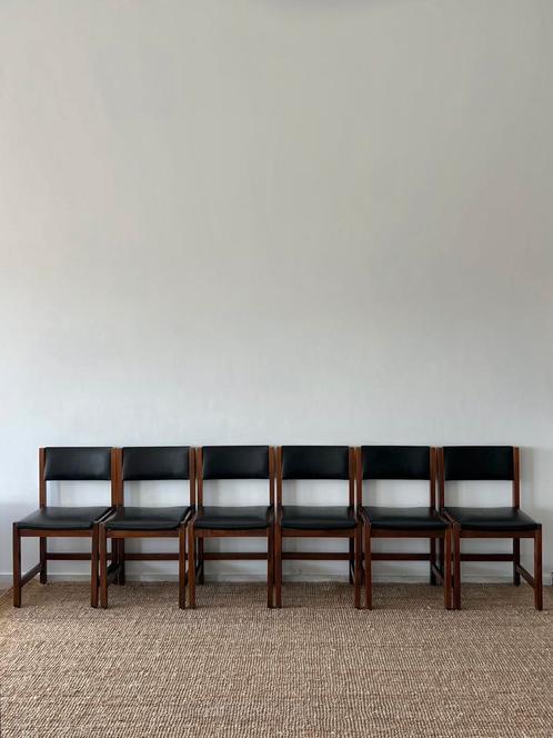 Set van 6 vintage mid century scandinavische stoelen, Huis en Inrichting, Stoelen, Hout, Ophalen