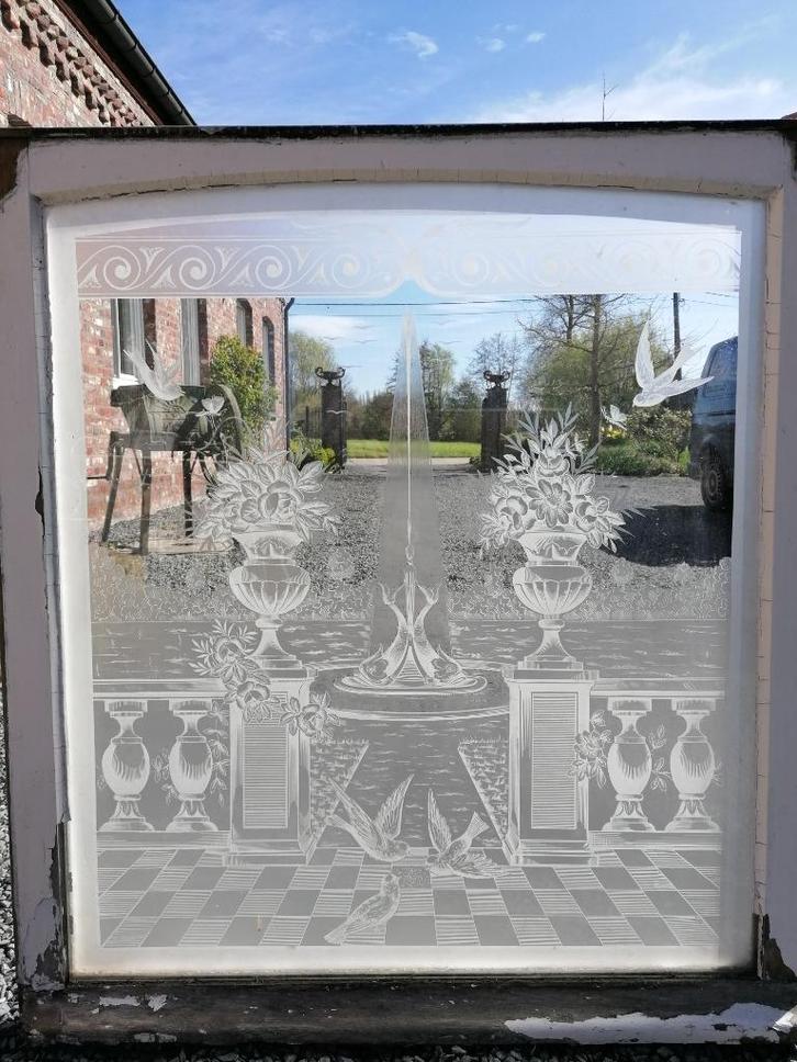 2 antieke glasramen, Doe-het-zelf en Bouw, Glas en Ramen, Ophalen