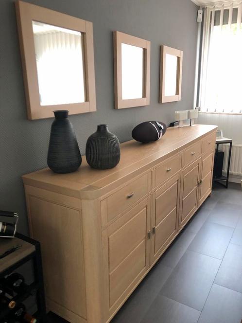 Volledige eetkamer / lichte eik + kleinmeubels, Huis en Inrichting, Complete eetkamers, Zo goed als nieuw, 4 tot 6 stoelen, Ophalen