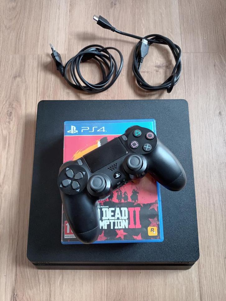 PS4 SLIM-console - SSD van 500 GB - 1 CONTROLLER - 4 GAMES, Games en Spelcomputers, Spelcomputers | Sony PlayStation 4, Zo goed als nieuw