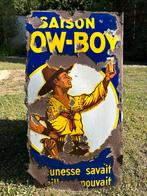 Plaque emaillee email reclame bord cow boy Ponselet Biere, Ophalen of Verzenden