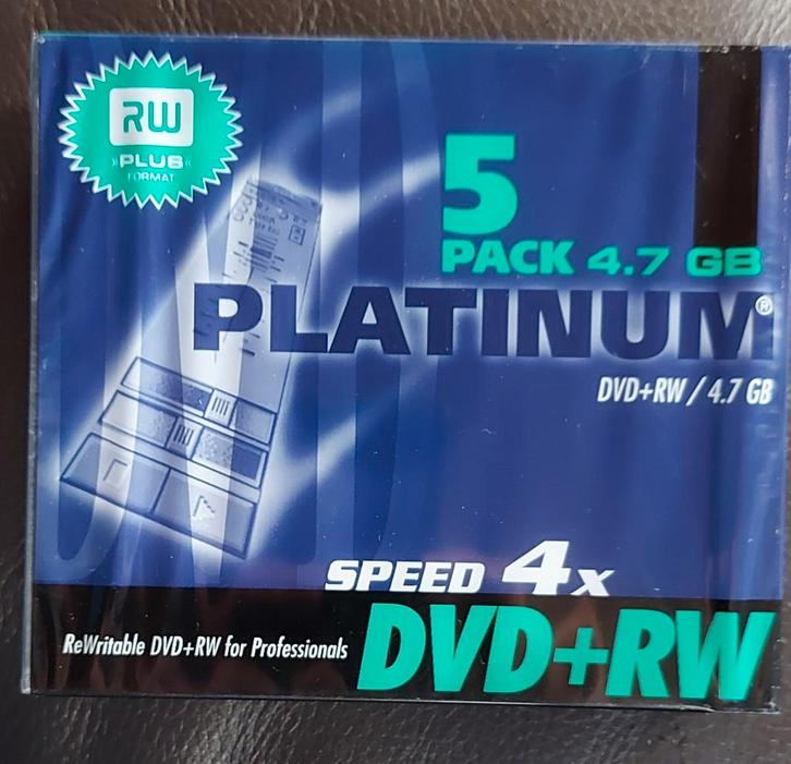 PLATINUM DVD+RW 4.7GB, 5 Pcs., Computers en Software, Beschrijfbare discs, Zo goed als nieuw, Dvd, Ophalen of Verzenden