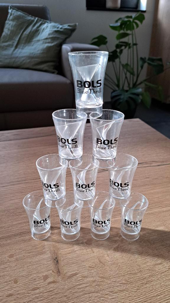 Shot glaasjes Bols met scheiding (blue thrill), Collections, Verres & Petits Verres, Utilisé, Verres et Verres à shot, Enlèvement ou Envoi