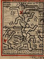 Keith Haring: tekening op krantenpapier, Ophalen of Verzenden