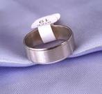Ring zilver met rand, Bijoux, Sacs & Beauté, Bagues, Neuf, Enlèvement ou Envoi, Femme ou Homme, Fer ou Acier