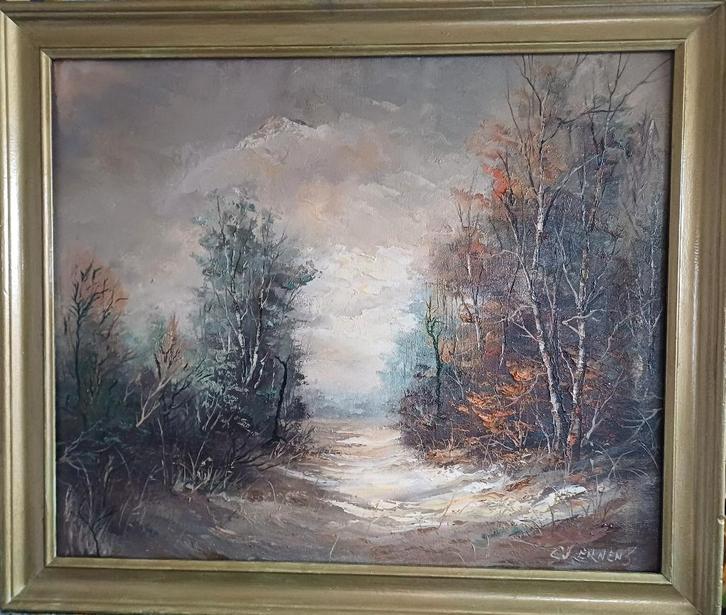 Schilderij olieverf, G. J. Ernens, Antiquités & Art, Art | Peinture | Classique, Enlèvement