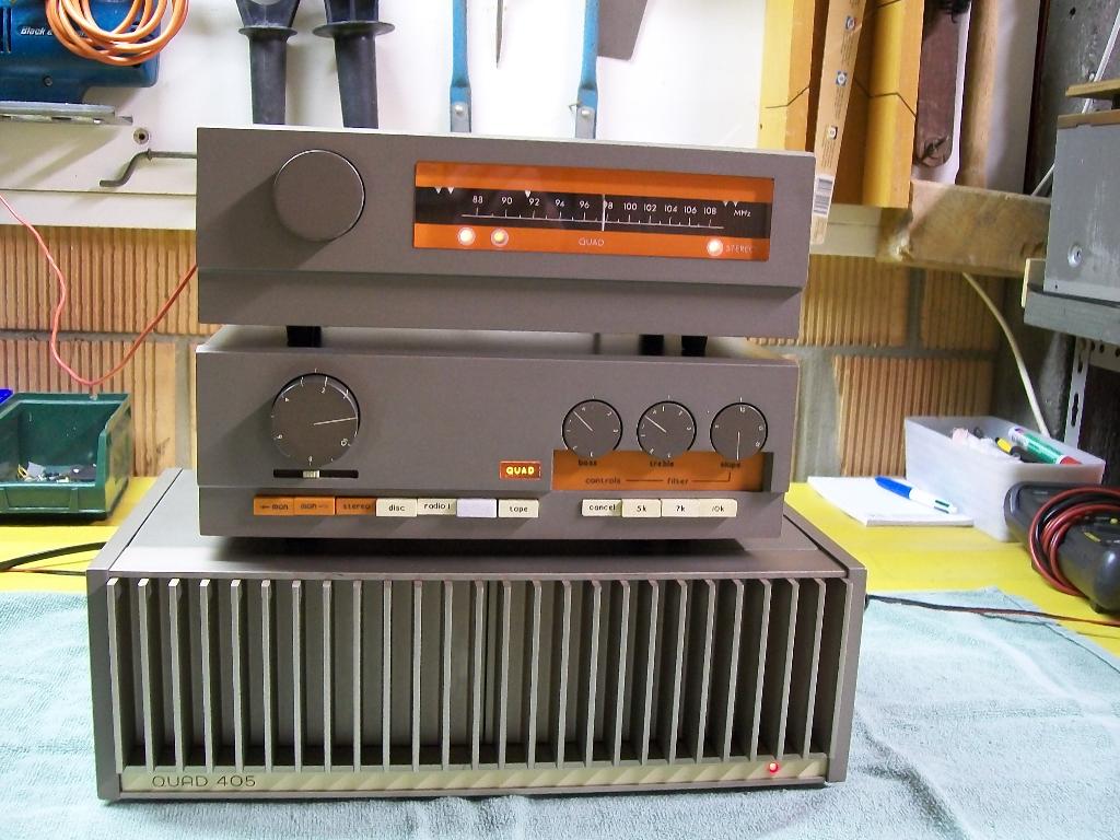 Complete set Quad 33, FM3 en Qud 405, TV, Hi-fi & Vidéo, Amplificateurs & Ampli-syntoniseurs, Enlèvement, Utilisé, 60 à 120 watts