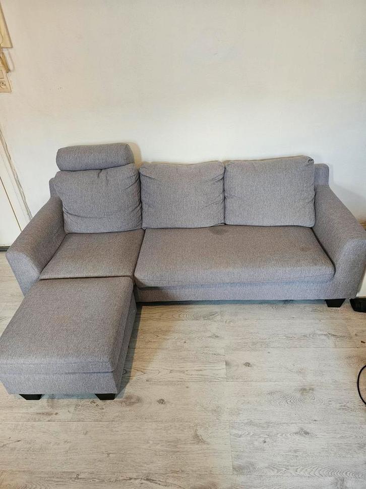 Canapé bas avec pouf modulable gris, Maison & Meubles, Canapés | Sofas & Chaises Longues, Utilisé, Trois personnes, Tissus, Autres matériaux