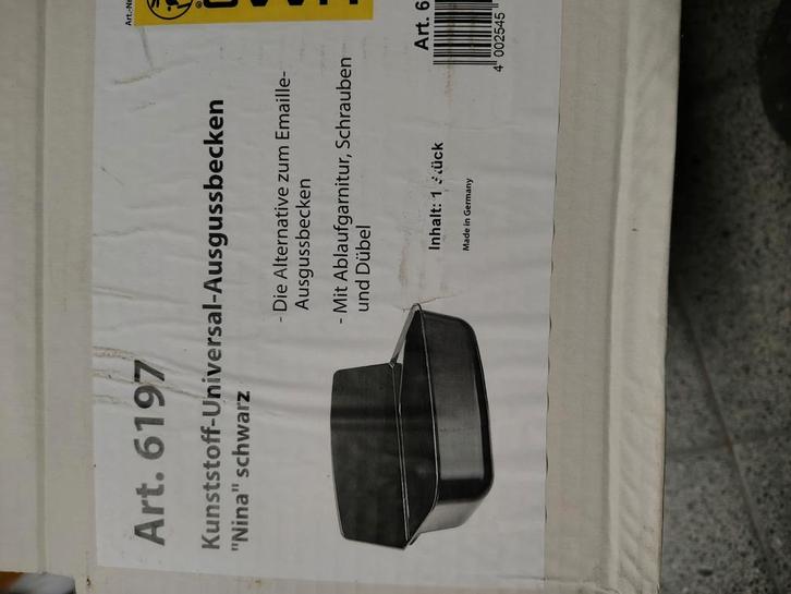 Wasbak in zwarte kunststof, Doe-het-zelf en Bouw, Sanitair, Nieuw, Wastafel, Ophalen