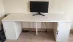 IKEA bureau 200x60 cm met 2 kasten – wit – zeer stevig, Ophalen, Zo goed als nieuw, Bureau