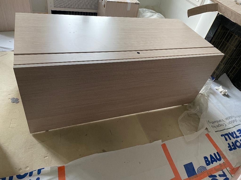 Licht eiken bureau met ladeblok 180 x 80 x 70 cm, Scandinavisch, Ophalen, Gebruikt, Secretaire