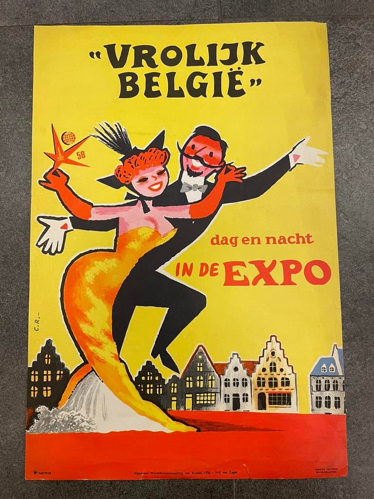 Affiche originale Belgique Joyeuse, Verzamelen, Posters, Ophalen of Verzenden