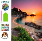 nr 237 Diamond Painting strand zonsondergang 40x30cm (rond), Hobby en Vrije tijd, Knutselen, Zee en Strand, Verzenden, Nieuw, Meerkleurig