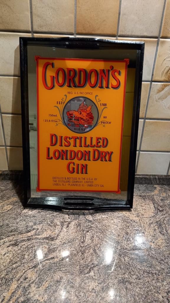 Plateau verre/bois vintage, Verzamelen, Merken en Reclamevoorwerpen, Ophalen