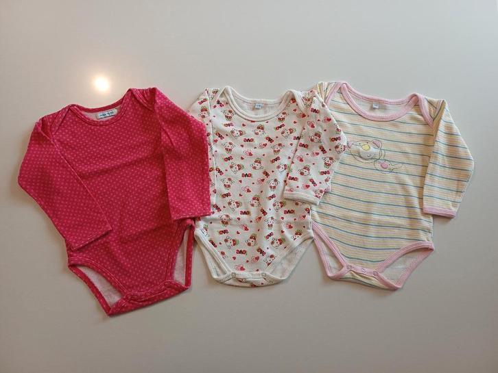 3x romper / body lange mouwen maat 74, Kinderen en Baby's, Babykleding | Maat 74, Gebruikt, Meisje, Nacht- of Onderkleding, Ophalen of Verzenden
