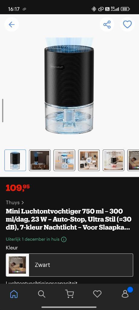 Mini Lucht ontvochtiger 750 ml – 300 ml/dag, 23 W, Elektronische apparatuur, Luchtbehandelingsapparatuur, Zo goed als nieuw, Luchtontvochter