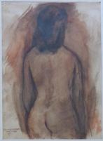 FRANK DE DEKKER / RUGGELINGS NAAKT / ORIGINEEL 43x33cm KADER, Antiquités & Art, Enlèvement ou Envoi