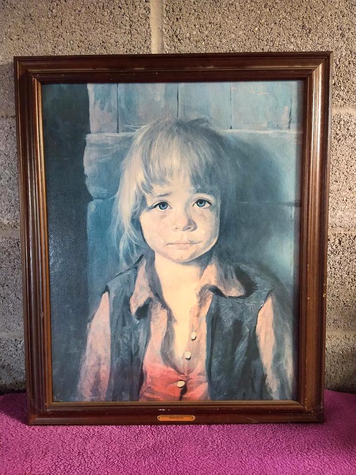 Schilderij "Huilende Jongen" – Giovanni Bragolin (In Lijst), Antiquités & Art, Art | Peinture | Classique, Enlèvement