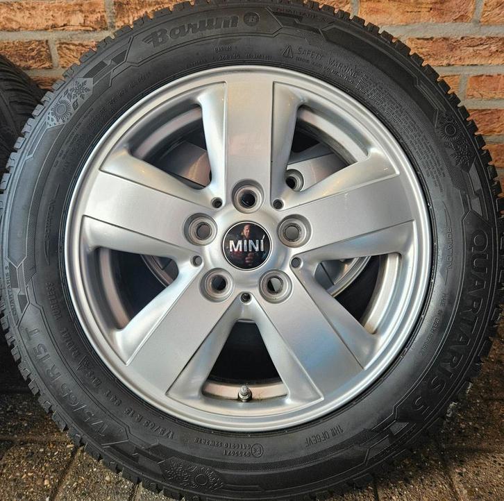 15" MINI Cooper Allseasonset 5x112 7-8mm TPMS als nieuw!, Auto diversen, Overige Auto diversen, Ophalen