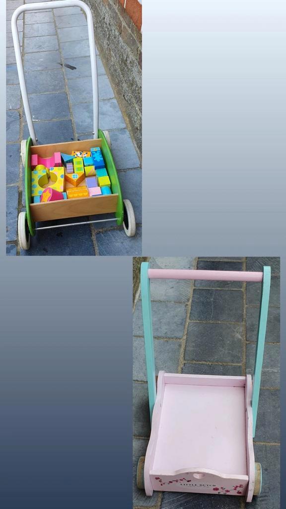 Little Dutch Loopwagen + Blokkenkar & Vintage Maxi-Cosi 2000, Kinderen en Baby's, Speelgoed | Babyspeelgoed, Gebruikt, Overige typen