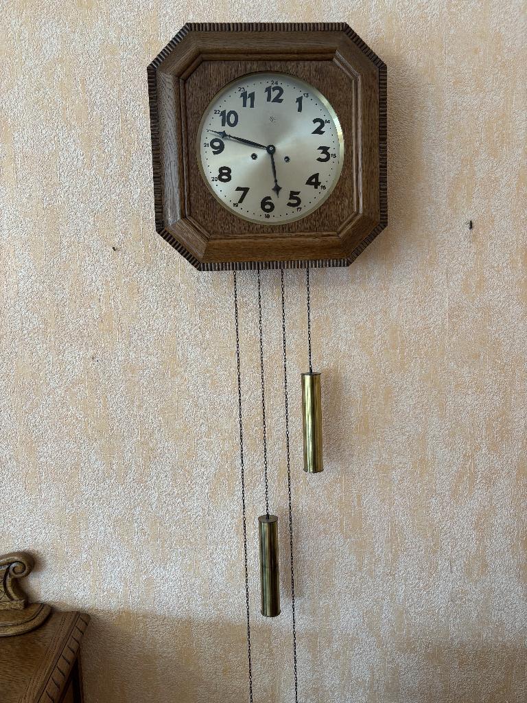 Mechanische wandklok met gewichten, Antiek en Kunst, Antiek | Klokken, Ophalen