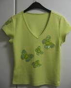 Fluo groen T-shirt met V-hals en strass, maat 38, Kleding | Dames, Verzenden, Zo goed als nieuw, Maat 38/40 (M), Groen