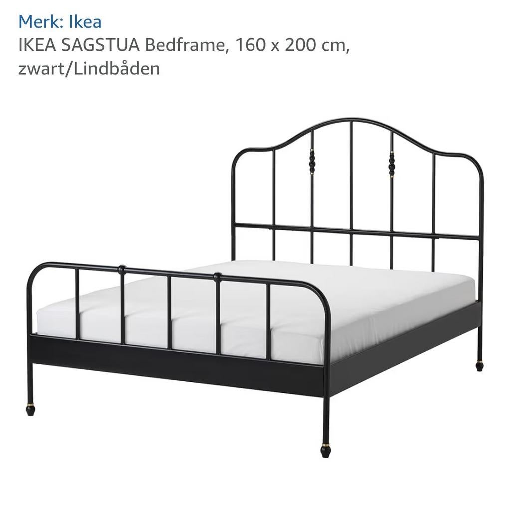 Ikea SAGSTUA bed 160 X 200+lattenbodem+2 kastjes+lampjes, Ophalen
