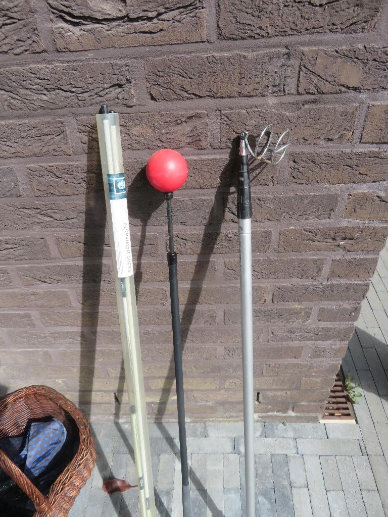 3 x golf accessoires Swingtrainer Oplijnstokjes ballenvisser, Sport en Fitness, Golf, Ophalen, Gebruikt, Overige typen, Overige merken
