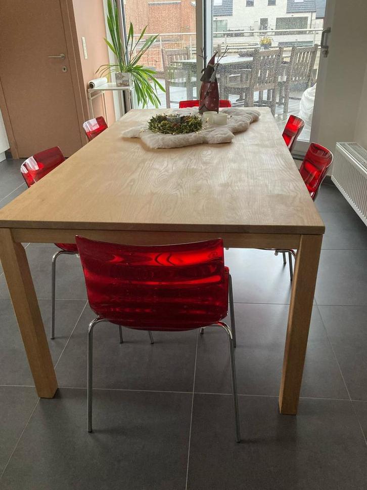 8x Eetkamerstoelen Calligaris, Maison & Meubles, Chaises, Utilisé, Cinq, Six Chaises ou plus, Synthétique, Rouge, Enlèvement