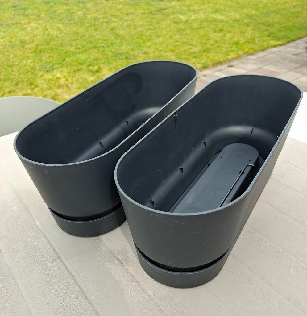 Elho Greenville plantenbakken met waterreservoir, Ophalen of Verzenden, Zo goed als nieuw, Kunststof, Balkon